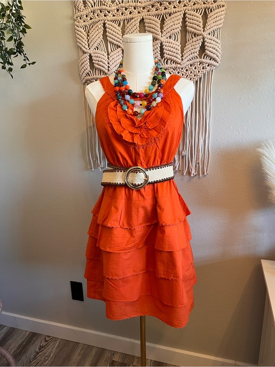 Maeve Dresses & Skirts - Maeve Orange Ruffle Tiered Mini Dress NWOT (Belt & Necklace not included)